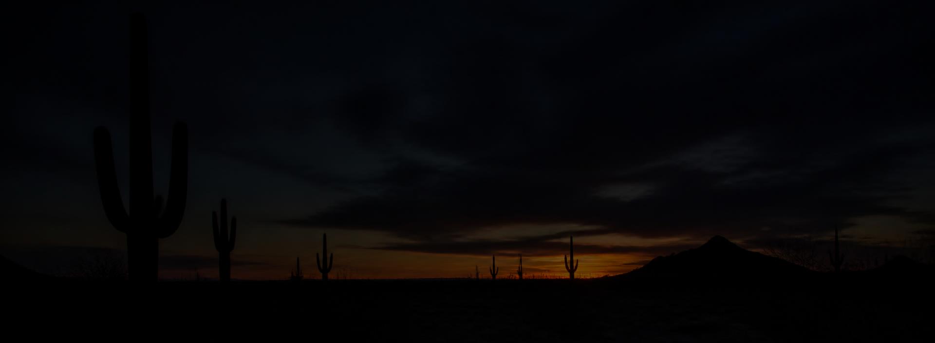 Dark desert horizon at night